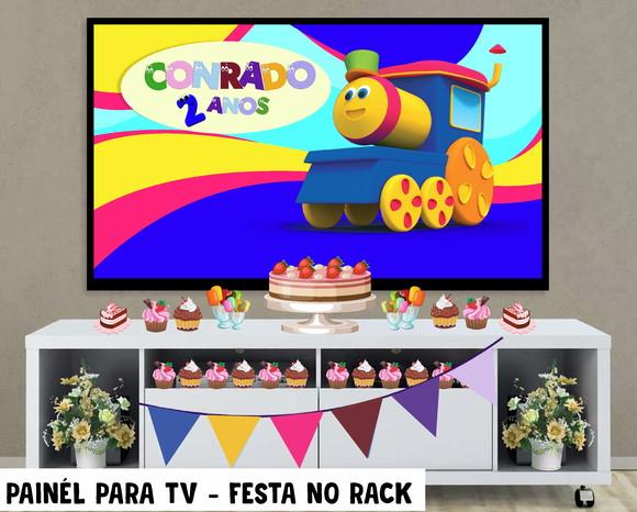 Painel bob o trem Festa no Rack - Digital