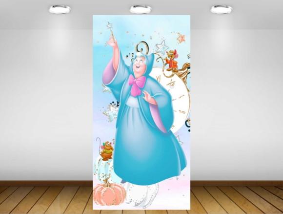 Painel Cinderela fada madrinha 1x1,50M - IMPRESSÃO LONA