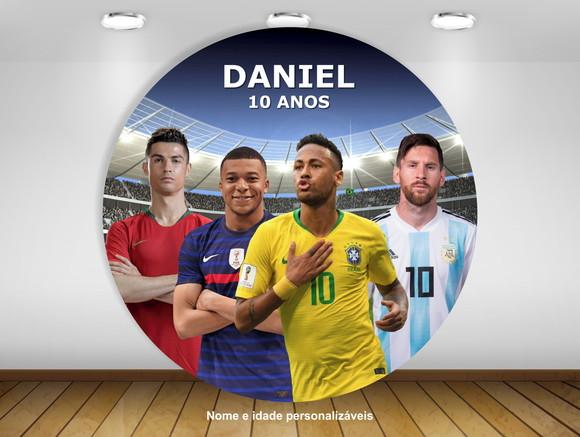 Painel Copa Seleção Neymar Messi Mbappé Ronaldo