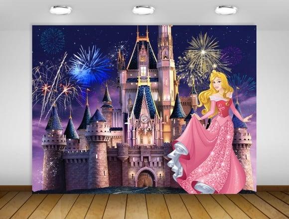 Painel de Festa Aurora Castelo Disney