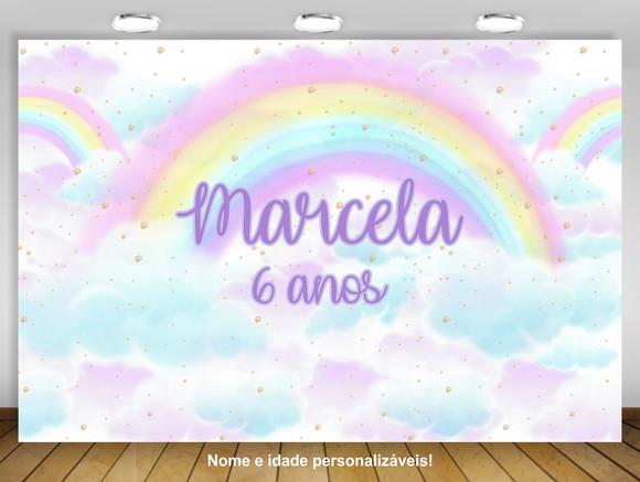 Painel de festa Arco-íris aquarelado