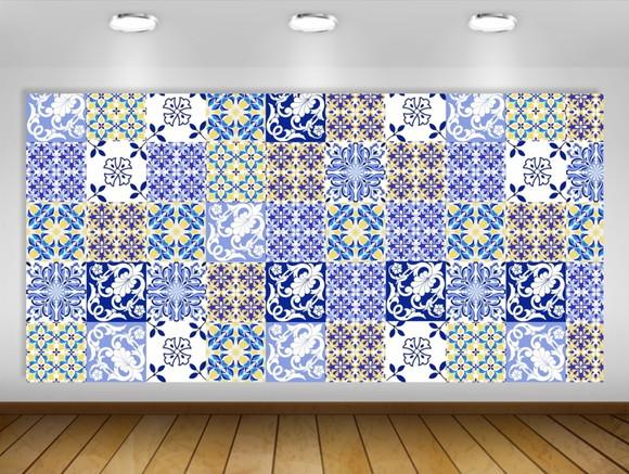 Painel de Festa Azulejo Mosaico 2x1m