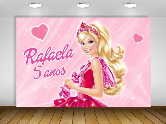Painel de Festa Barbie Bailarina Sapatilhas 1,50x1m