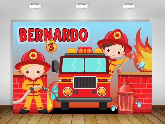 Painel de festa bombeiros 1,50x1m