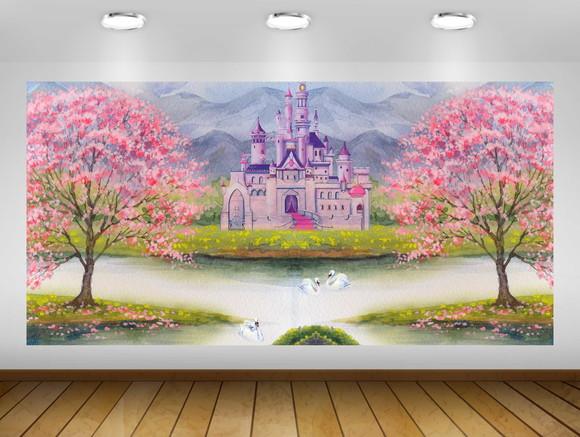 Painel de Festa Castelo Princesa Aquarela 2x1m