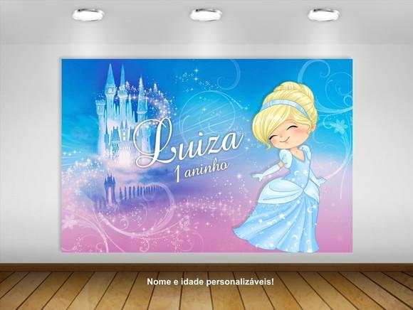 Painel de Festa Cinderela Baby Castelo 1,50x1m