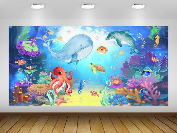 Painel de Festa Fundo do Mar 2,85x1,95m