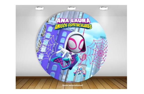 Painel de Festa redondo Gwen Aranha Fanstasma Spidey