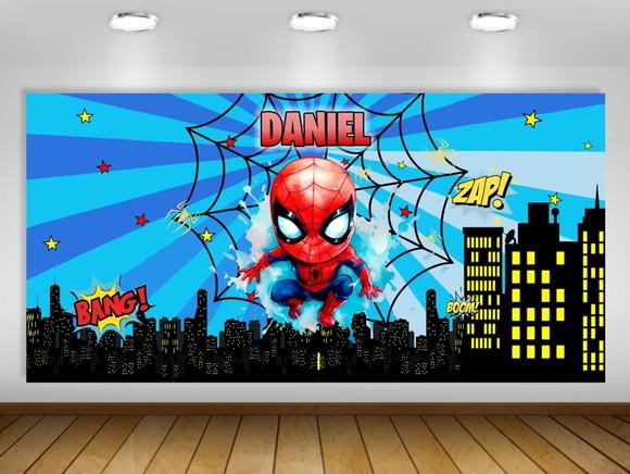 Painel de Festa Homem Aranha Baby 2x1m