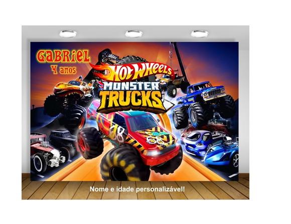 Painel de Festa Hot Wheels Monster Truck 2x1,40m
