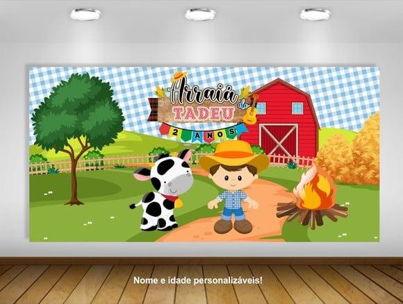 Painel de Festa Junina Arraiá Fazendinha 2,50x1,25m