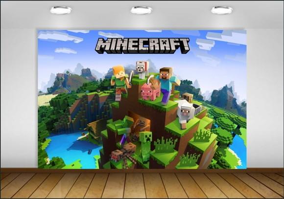 Painel de Festa Minecraft 1,50x1m