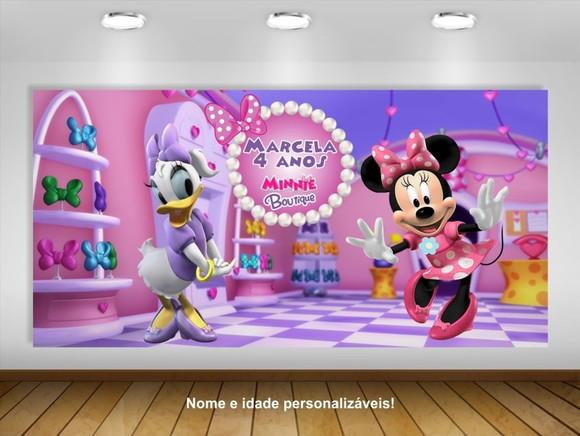 Painel de Festa Minnie e Margarida Boutique 1,50x0,75m