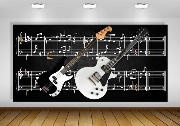 Painel de Festa Musical Guitarra e Baixo 2x1m