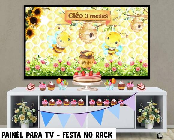 Painel de Festa para TV abelinha Festa no Rack - Digital