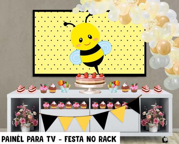 Painel de Festa para TV abelinha Festa no Rack - Digital