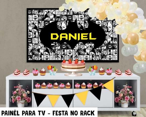 Painel de Festa para TV Batman Festa no Rack - Digital
