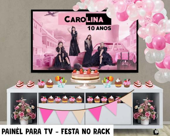 Painel de Festa para TV Black Pink no Rack - Digital