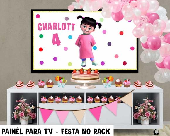 Painel de Festa para TV Boo Festa no Rack - Digital