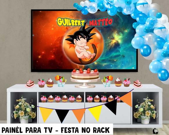 Painel de Festa para TV Dragon ball Festa no Rack - Digital