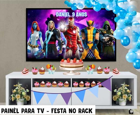 Painel de Festa para TV Fortnite Festa no Rack - Digital