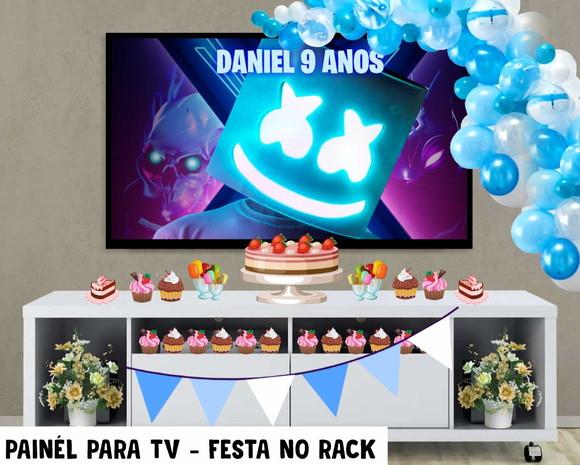 Painel de Festa para TV Fortnite Festa no Rack - Digital