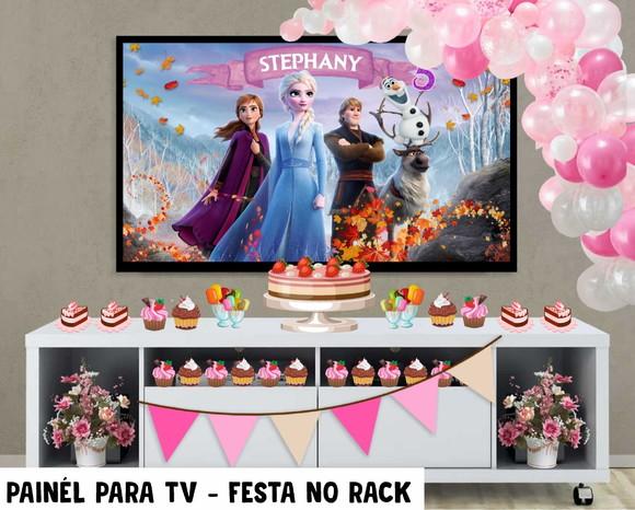 Painel de Festa para TV Frozen - Festa no Rack - Digital