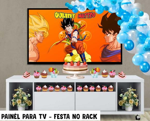 Painel de Festa para TV Goku Festa no Rack - Digital