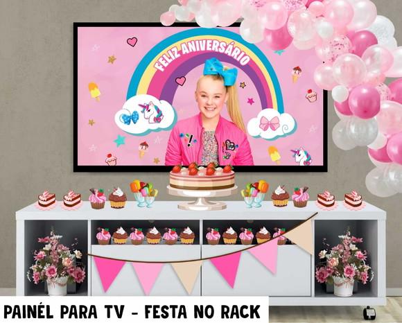 Painel de Festa para TV jojo siwa Festa no Rack - Digital