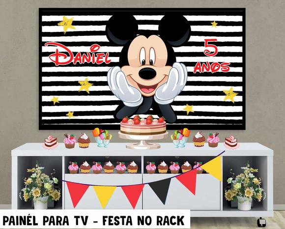Painel de Festa para TV Mickey Festa no Rack - Digital