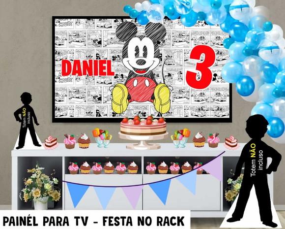 Painel de Festa para TV Mickey Festa no Rack - Digital