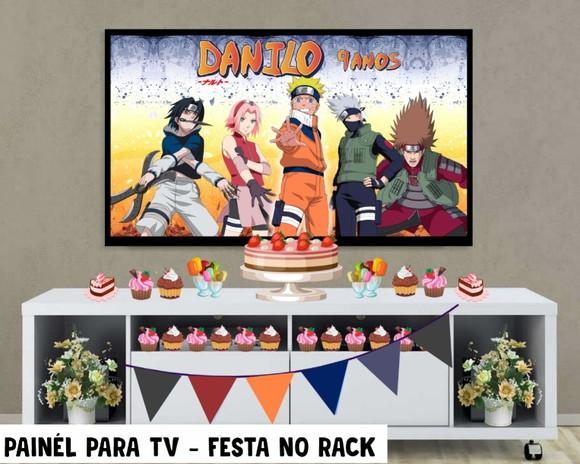 Painel de Festa para TV Naruto no Rack - Digital