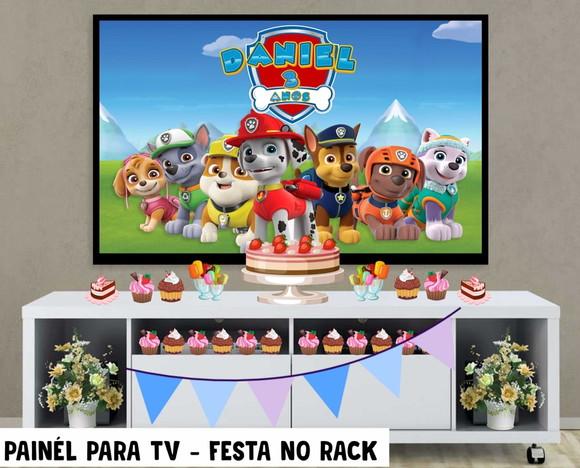 Painel de Festa para Tv Patrulha Canina Festa Rack - Digital