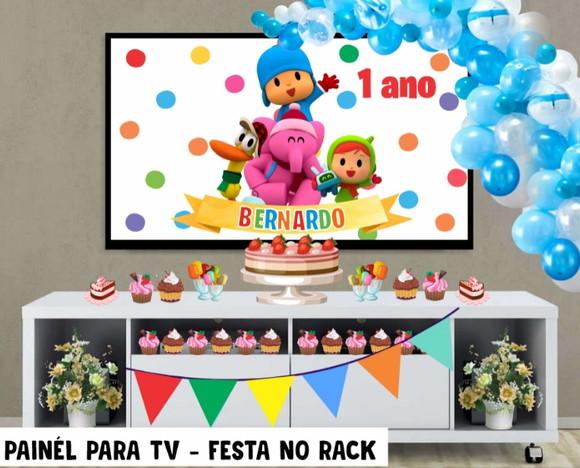 Painel de Festa para TV Pocoyo Festa no Rack - Digital
