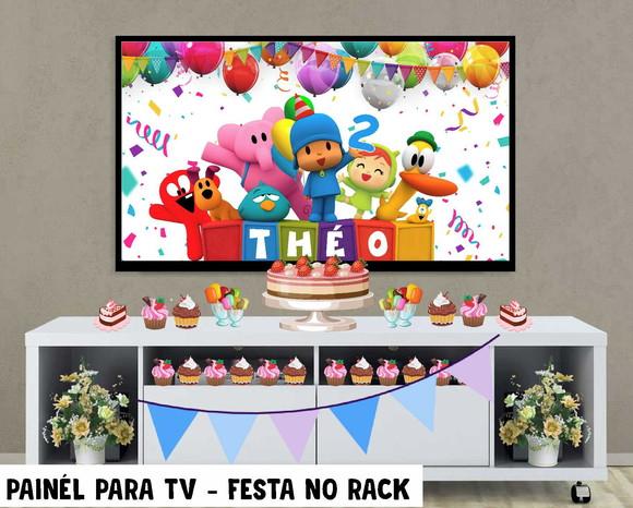 Painel de Festa para TV Pocoyo Festa no Rack - Digital
