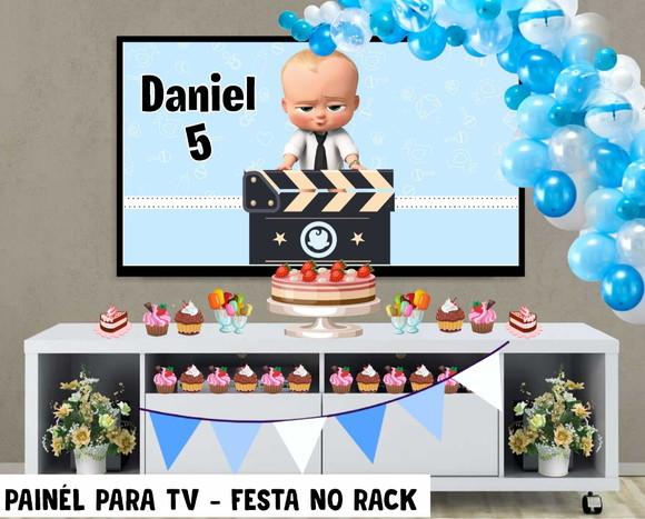 Painel de Festa para TV Poderoso chefinho no Rack - Digital