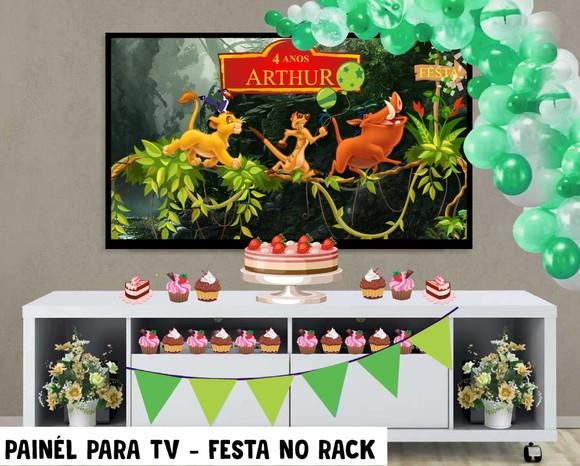 Painel de Festa para TV Rei Leão Festa no Rack - Digital