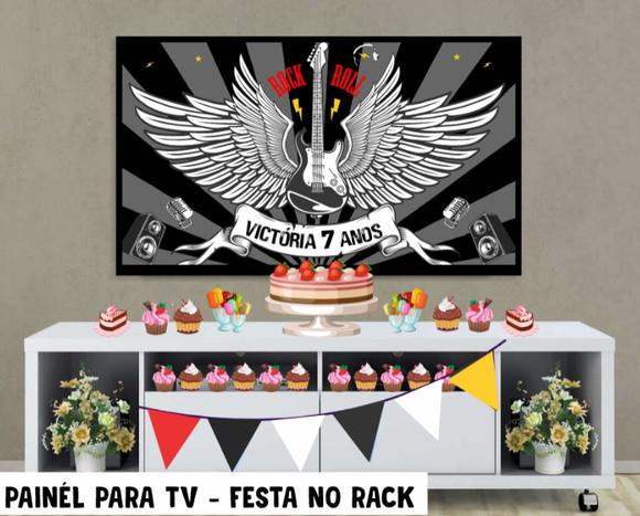Painel de Festa para TV Rock n Roll Festa no Rack - Digital