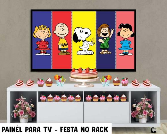 Painel de Festa para TV Snoopy Festa no Rack - Digital