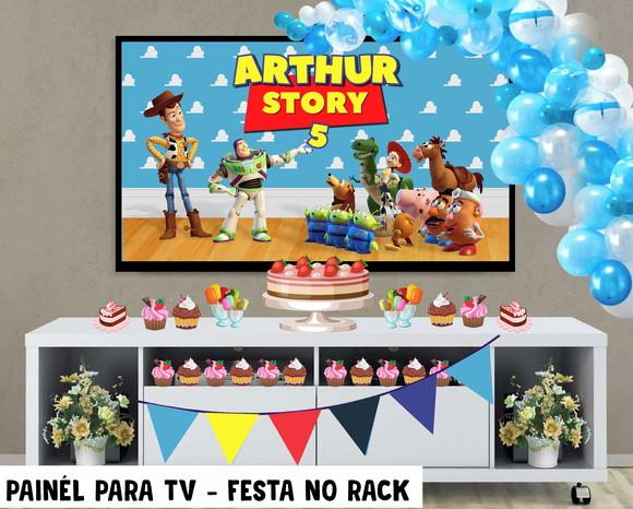 Painel de Festa para TV Toy Story Festa no Rack - Digital