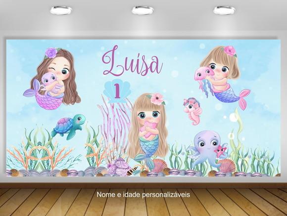 Painel de Festa Pequena Sereia 2,20x1,50m