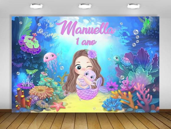 Painel de Festa Pequena Sereia 3x2m