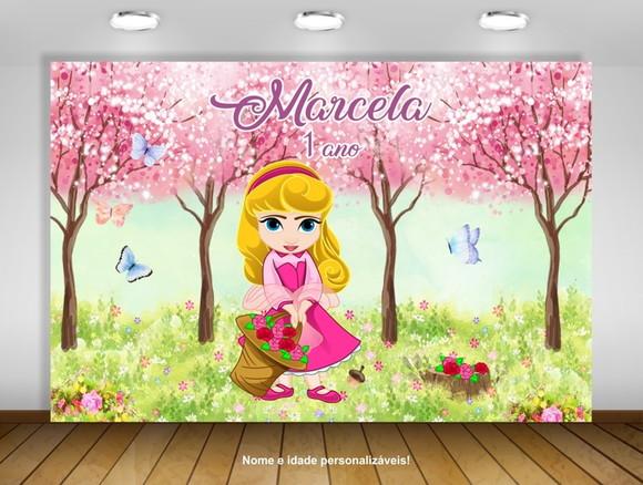 Painel de Festa Princesa Aurora Baby Jardim das Borboletas