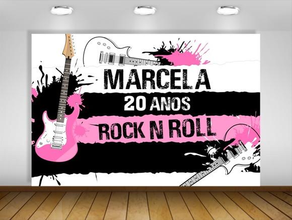 Painel de Festa Rock And Roll Rosa 1,50x1m