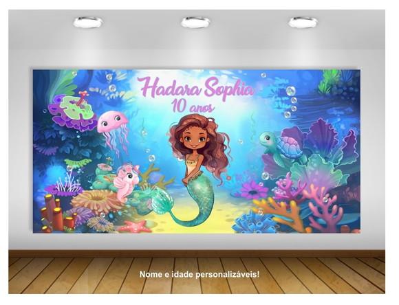 Painel de Festa Sereia Black Sereia Afro Baby