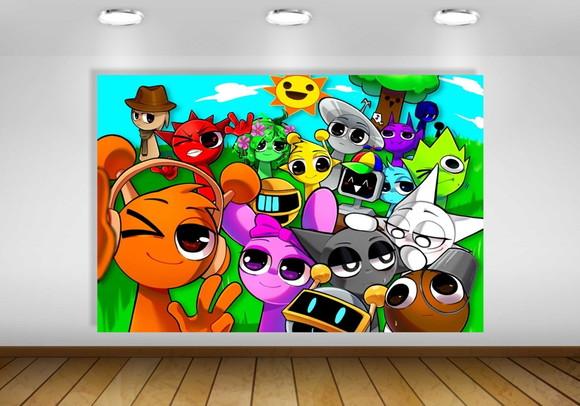 Painel de Festa Sprunki 1,50x1m