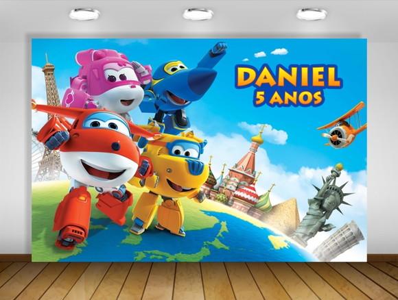 Painel de Festa Super Wings 1,50x1m