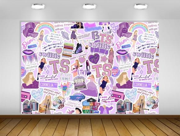 Painel de Festa Taylor Swift Estilo Adesivo 1,70x1,10m