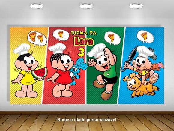 Painel de Festa Turma da Mônica Pizzaria 2x1m