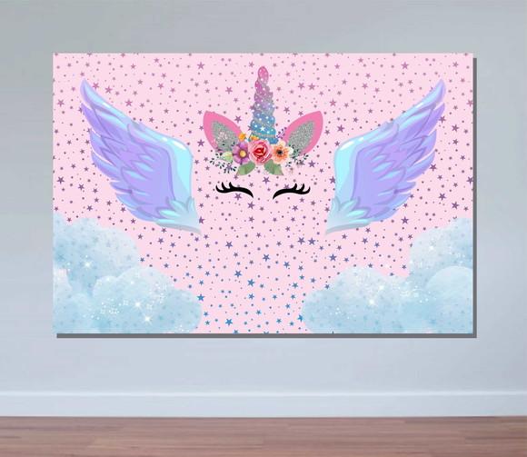 Painel de festa unicórnio 1,50x1m
